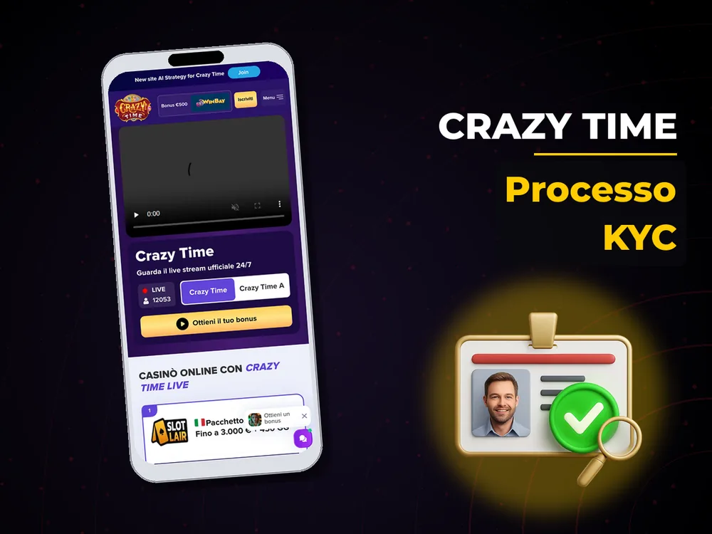 Crazy Time - Processo KYC